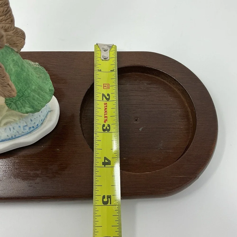 Vintage Mallard Duck Ceramic Figurine Wood Base Ashtray Holder Cabin Decor